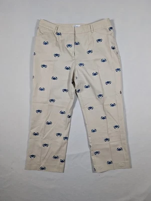 Pantalones Chinos Lilly Pulitzer Bordados Cangrejo Caqui 10 Preppy Costeros Clásicos Cortos Foto 1 de 4
