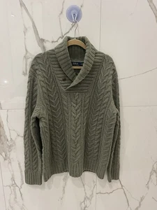 De Colección Polo Ralph Lauren Suéter Tejido con Cable Chal Cuello Lana Merino Cabello de Conejo L - Imagen 1 de 8