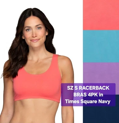 SUJETADORES ELÁSTICOS TALLA SM Fruit of the Loom espalda deportiva paquete de bonificación 3+1 94 % cuna/6 % spandex Foto 1 de 4