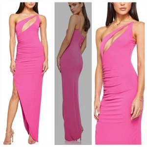 New Nookie Envy Stretch Sexy High Side Slit Maxi Dress Pink Medium - Picture 1 of 12