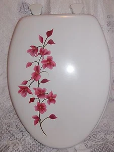 HAND PAINTED MAGNOLIA TOILET SEAT/CHOOSE COLOR/STANDARD - Picture 1 of 2