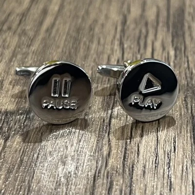 Play Pause Button Cufflinks For Men Birthday Gift In Box - Image 1 of 4