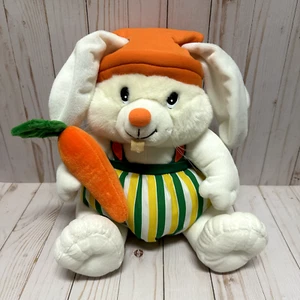 Vintage Easter Bunny Rabbit Plush Stuffed Animal Outfit Holding Carrot 12 Inch - Picture 1 of 13