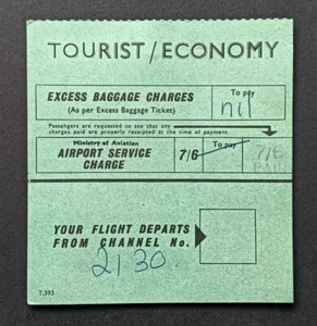 VEREINIGTES KÖNIGREICH 7/6 SCHILLING GRÜN •TOURIST AIRPORT ABREISE STEUER EINNAHMEN STEMPEL - Bild 1 von 2