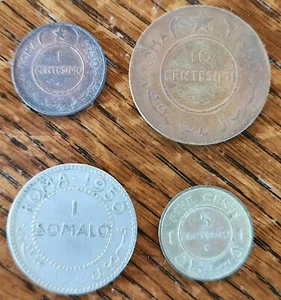 Monete Somalia 1950. 1C + 10C + 1S ARGENTO + 5C 1967. Tutto come da foto. - Foto 1 di 2