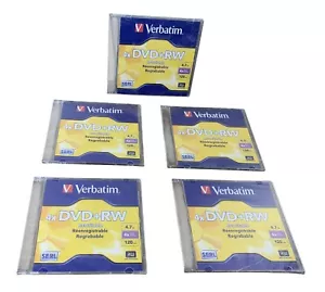 Verbatim 4x DVD+RW Rewritable 4.7 GB 120 min SERL Lot of 5 NEW - Picture 1 of 4