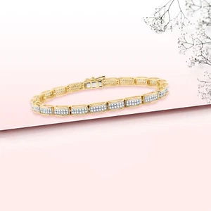 "Pulsera de tenis con racimo de diamantes H/SI de plata esterlina con certificación IGI 7" cultivada en laboratorio - Imagen 1 de 8
