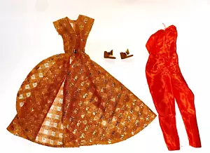 Vintage 1963 Barbie #946 Dinner At 8 Original  Set Outfit/Gold Wedge Cork Shoes - Picture 1 of 5