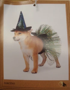 New Witch Crafters Pet Dog Halloween Costume Witch Green Tutu & Sequin Hat L/XL - Picture 1 of 4