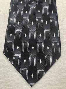 JOSEPH AND FEISS MENS TIE BLACK WITH GRAY AND WHITE 4 X 60 - Picture 1 of 4