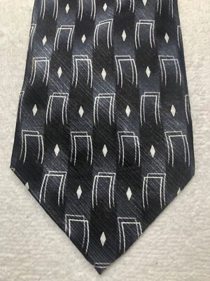 JOSEPH AND FEISS MENS TIE BLACK WITH GRAY AND WHITE 4 X 60 - Image 1 of 4