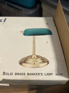 Dana LIGHTACCENTS Traditional Bankers Desk Lamp with Green Glass Shade Brass - Picture 1 of 5
