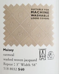 LAURA ASHLEY Jacquard Fabric MAISEY 3/4 Yd x 55" OAT Beige Diamond English Manor - Picture 1 of 4