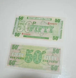 Lot of 2 BRITISH ARMY 1972 50 PENCE SPECIAL COUPON 6th SERIES Bank  - Bild 1 von 2