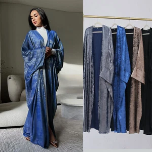 Abaya Open Cardigan Kaftan Dubai Turkey Women Muslim Maxi Dress Ramadan Kimono - Picture 1 of 38