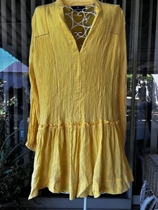 Pomander Place Dress Small Womens Medium Long Sleeve Yellow Cotton Lined - Picture 1 of 16
