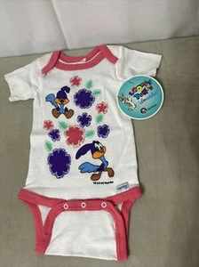 Mono bebé vintage 1993 Looney Tunes Gerber talla pequeña 13-18 lb rosa Roadrunner - Imagen 1 de 4