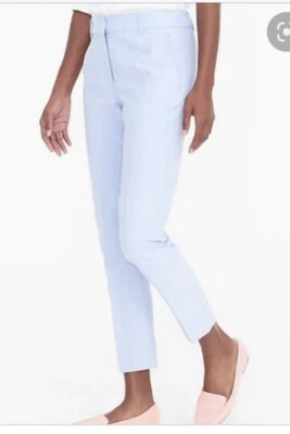 J.Crew talla 0 (29"W x 26") Skimmer azul Oxford recortado algodón pantalones Preppy Foto 1 de 4