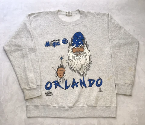 Vintage 90s Orlando Magic Wizard Adult Sweater M Medium Mens Grey Nutmeg Vtg USA Cover