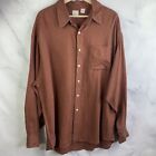 Vintage 90s GAP 100% Linen Button Up Shirt Long Sleeve Mens XL Tall Burnt Brown