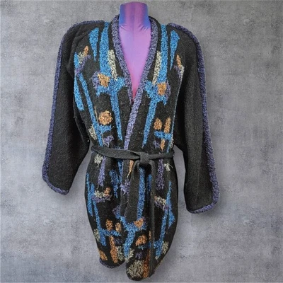 Vintage Cervelle Women's Abstract Pattern Knit Cardigan Duster Sweater Medium - Image 1 of 4