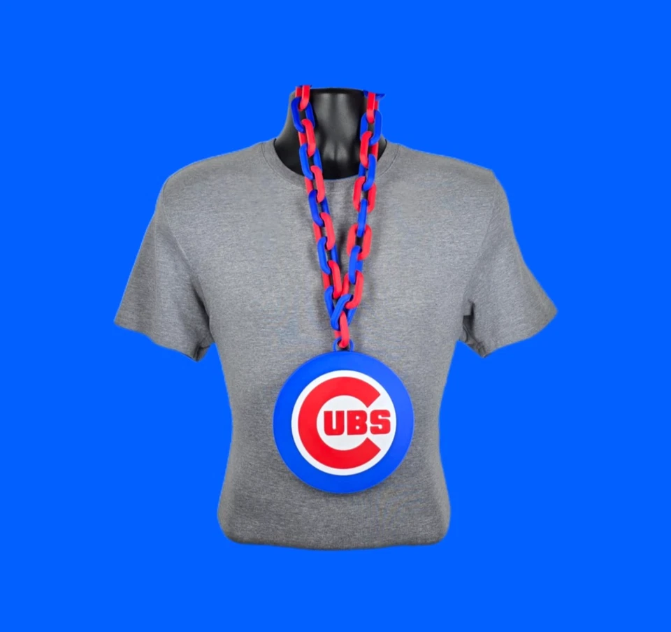 Chicago Cubs Gran Logo Fan Hype Cadena 5+ Collar Colores MLB Béisbol Hombre Cueva Foto 1 de 1