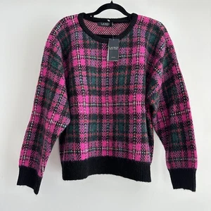 Ralph Lauren Sweater Womens 2X Pink Tartan Plaid Wool Alpaca Pullover Collegiate - Picture 1 of 11