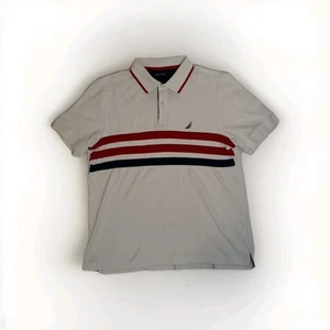 Camisa Polo Nautica Para Hombre Talla M Color Bloque Rayas Logo Manga Corta Algodón - Imagen 1 de 4