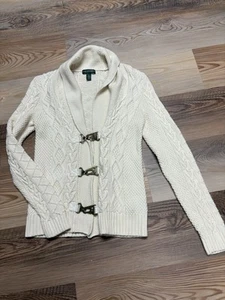 LRL Lauren Jeans Company Ralph Lauren Women’s Collared Cable Knit Sweater S bx4 - Picture 1 of 8