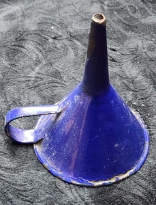 Vintage Enamelware Navy Blue Kitchen Funnel Primitive Size 4.5" HARD TO FIND - Picture 1 of 4