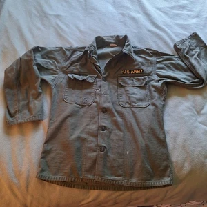 Vintage Army Shirt Mens Small OG-107 Olive 8405-266-8063 Cotton Sateen Type 1 - Picture 1 of 9