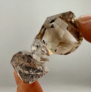 44.72 g Smoky Herkimer Diamond Gem Cluster, Perfect Clarity, Minor Hydrocarbon - Picture 1 of 20