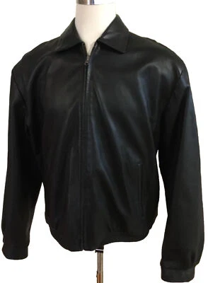 Wilson HOMBRE Grande L Cremallera Frontal Cuero Abrigo Chaqueta Reversible 4 Bolsillos - Detalle C Foto 1 de 4