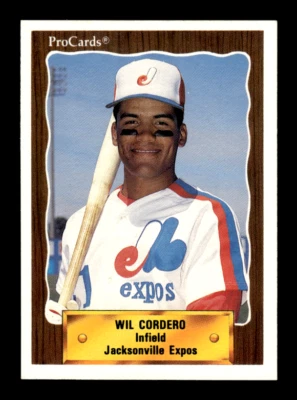 1990 ProCards # 1381 Wil Cordero (ML) Jacksonville Expos Montreal Expos - Image 1 of 2