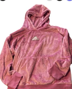 Adidas Originals Girls 14 Velour Activewear Hoodie Pullover - Picture 1 of 2