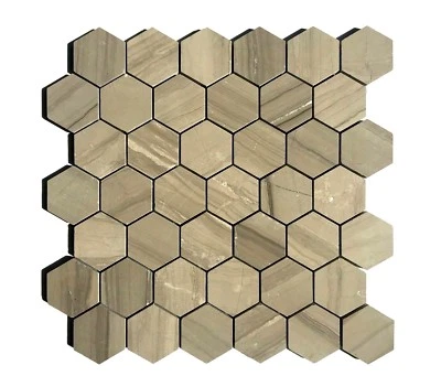 Mosaico de mármol hexagonal gris Atenas de 2" para pared y piso azulejos salpicadero cocina baño Foto 1 de 4