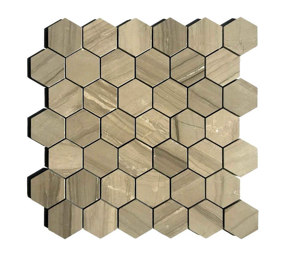Athens Gray 2" Hexagon Marble Mosaic Wall and Floor Tile Backsplash Kitchen Bath - Image 1 of 4