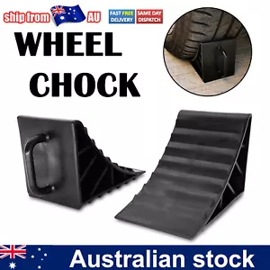 Auto Safety Wheel Chocks Pair Caravan Trailer 4 x 4 4WD Offroad Campervan Truck - Picture 1 of 9