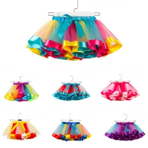 Mini Vestido Tul Tutú Prendas de Baile Tutú Falda Colorido Arco Iris Niños Niñas - Imagen 1 de 28