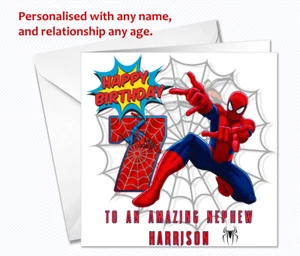 Personalised Spiderman Birthday Card - Son grandson brother nephew cousin SPID5 - Picture 1 of 4