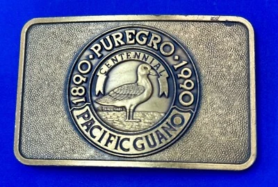 1990 Puregro Pacific Guano Centennial Celebration Vintage Belt Buckle - Image 1 of 4