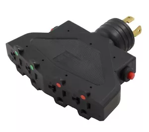 30A 125/250V NEMA L14-30 Male Plug to 4 20A 125V NEMA 5-20 Female Connectors - Picture 1 of 5