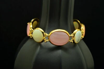 7.5" Vermeil 925 Sterling Silver Multicolor Mother Of Pearl Chain Bracelet - Image 1 of 4