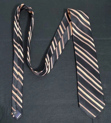 "Corbata de seda a rayas negras/naranja Joseph Abboud Jacquard - 50"" x 3,5""" Foto 1 de 4