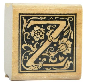 RARE All Night Media Wood Mount Rubber Stamp Pretty ALPHABET MONOGRAM LETTER "Z" - Picture 1 of 2