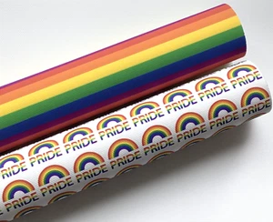 PACK DE 2 HOJAS DE TELA IMPRESAS EN LONA ARCO IRIS ORGULLO PARA HACER LAZOS PARA EL CABELLO - Imagen 1 de 1