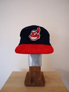 Vintage 90s Cleveland Indians Chief Snapback Baseball Hat Corduroy Ultra 94 - Picture 1 of 11