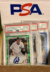 2020 Bowman Chrome Oswald Peraza Rookie Card Auto Lot-Green /99 Blue /150 PSA 10 - Picture 1 of 6