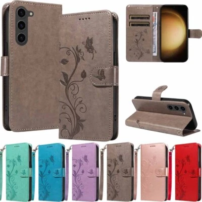For Samsung S24 S23 S22 S21 S20 S10 S9 S8 Note10+ Wallet Flip Leather Case Cover - Image 1 of 4