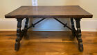 Small VTG Spanish Catalan Hand Carved Wood & Iron Side Accent Coffee Table - 27'